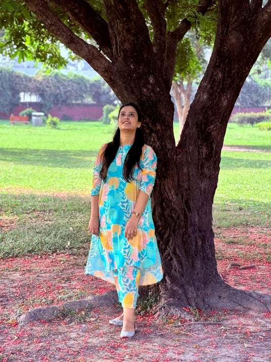 Ocean Bloom — Kurta & Pant Set