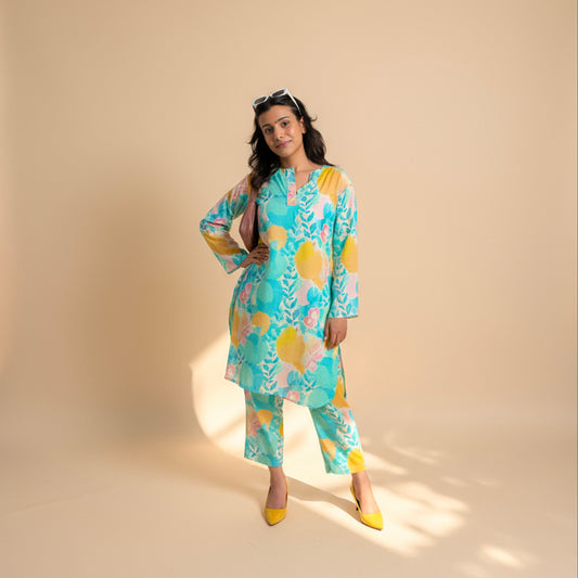 Ocean Bloom — Kurta & Pant Set